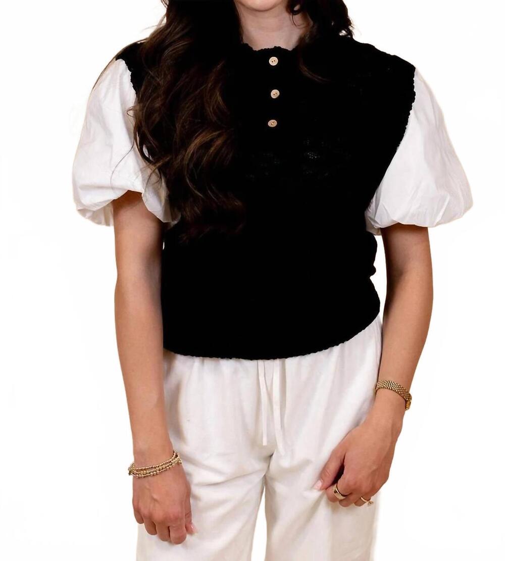 NEW SO ME alyssa knit top in black/white